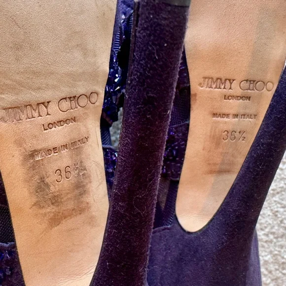 Jimmy Choo Purple Rhinestone Stiletto Heels - Picture 6 of 12